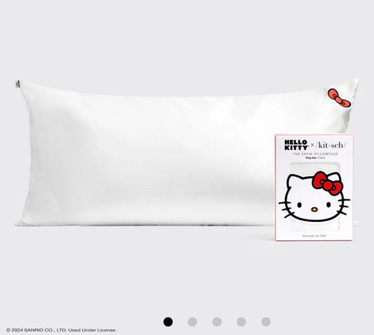 Kitsch x Hello Kitty Satin Pillowcase in Ivory Kitty Bow - King