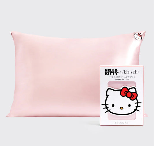 Kitsch x Hello Kitty Satin Pillowcase in Pink Hello Kitty Faces