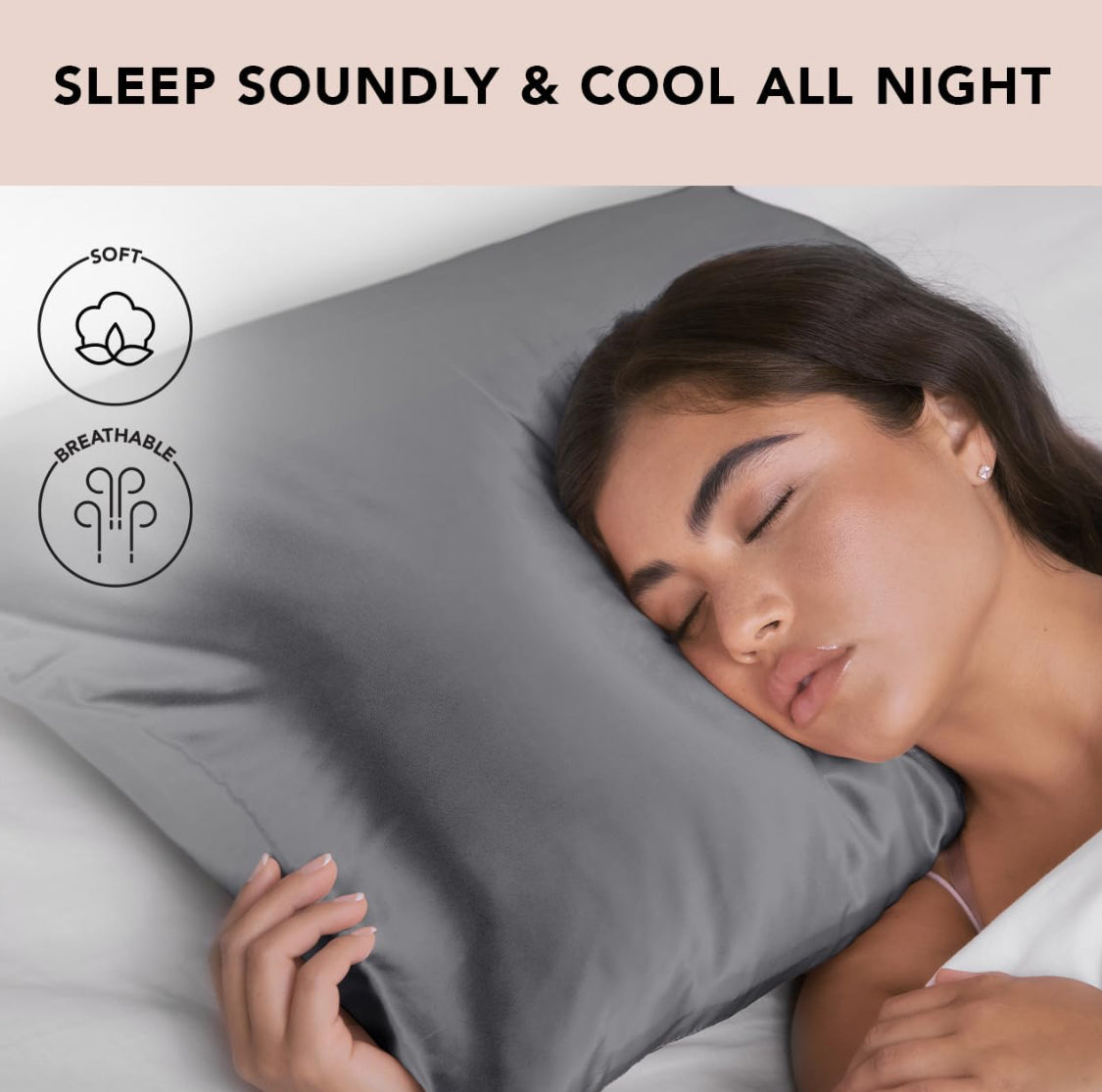 Kitsch Satin Pillowcase - Charcoal Grey