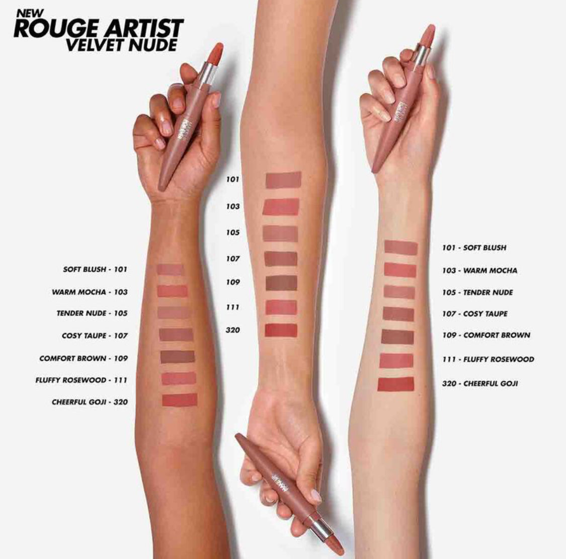 MAKE UP FOR EVER Rouge Artist Velvet Nude Lipstick (105 - Rosewood Nude )