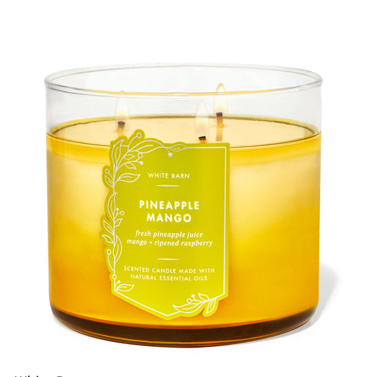 Bath & Body Works White Barn Pineapple Mango 3-Wick Candle