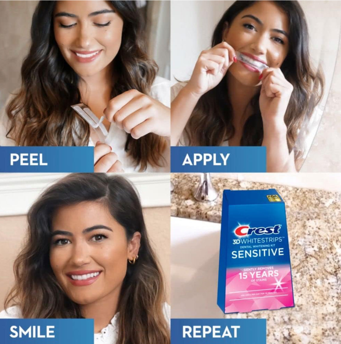 Crest 3D Whitestrips Sensitive At-Home Teeth Whitening Kit, 18 Treatments
