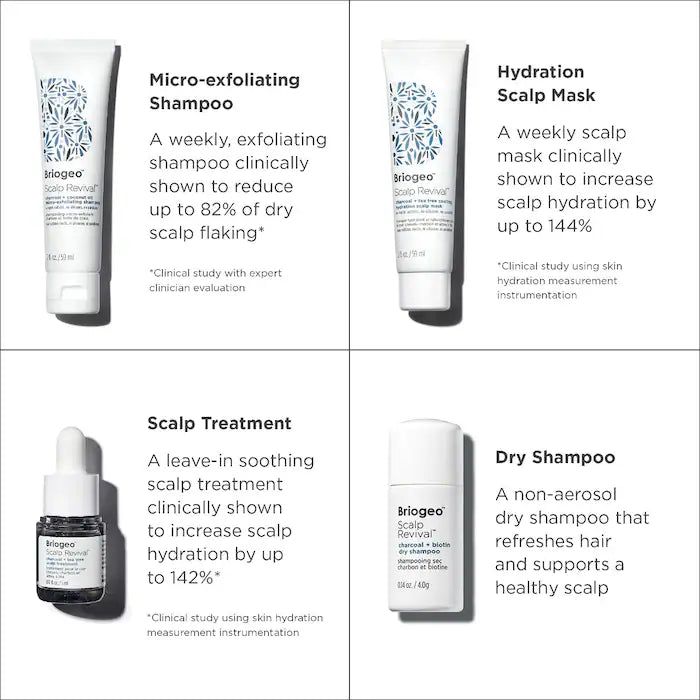 Briogeo Scalp Revival Soothe + Detoxify Travel Set for Dry Itchy, Oily Scalp