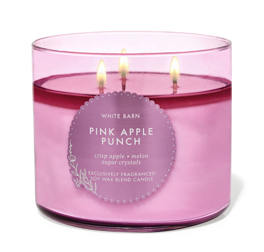WHITE BARN Bath & Body Works Pink Apple Punch 3-Wick Candle
