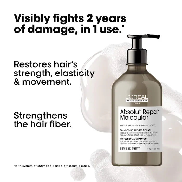 L'Oreal Absolut Repair Molecular Shampoo & Rinse-Off Serum Travel Size Set