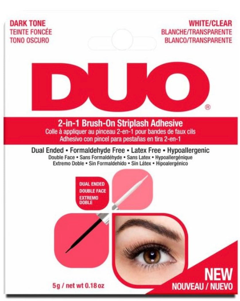 DUO 2-in-1 Brush-On Striplash Adhesive, Dark and Clear 5g