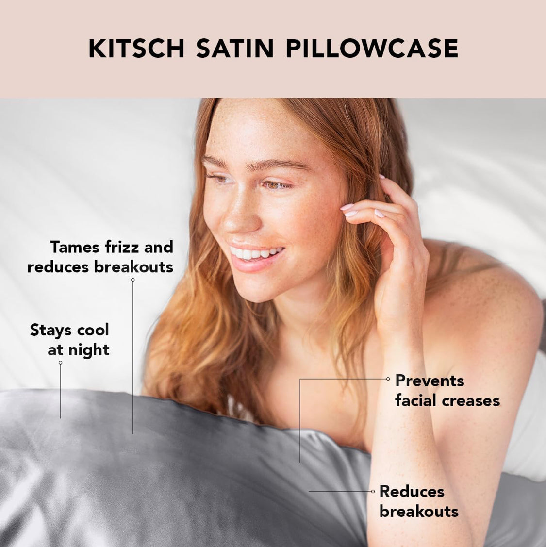 Kitsch Satin Pillowcase - Charcoal Grey