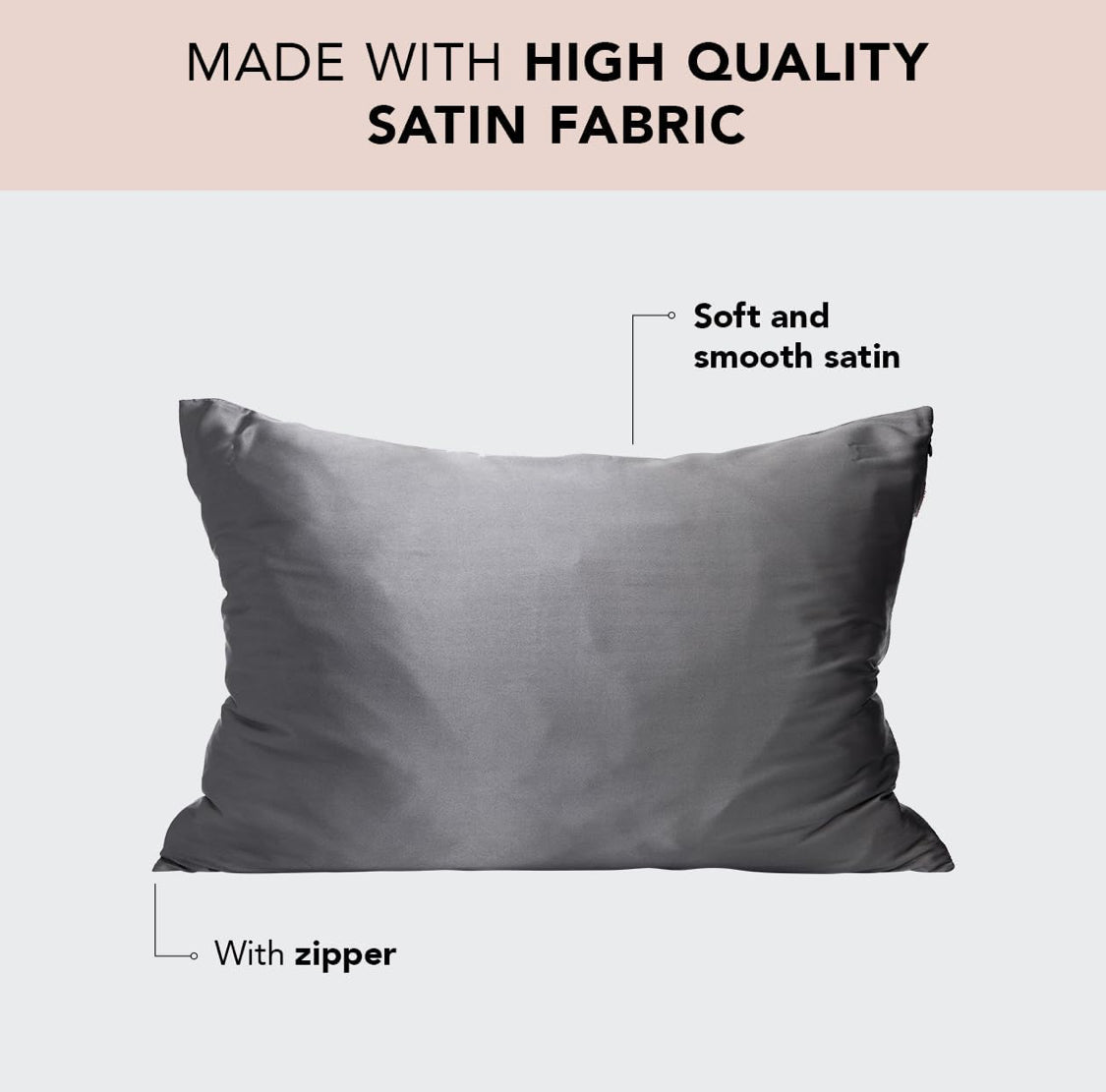 Kitsch Satin Pillowcase - Charcoal Grey
