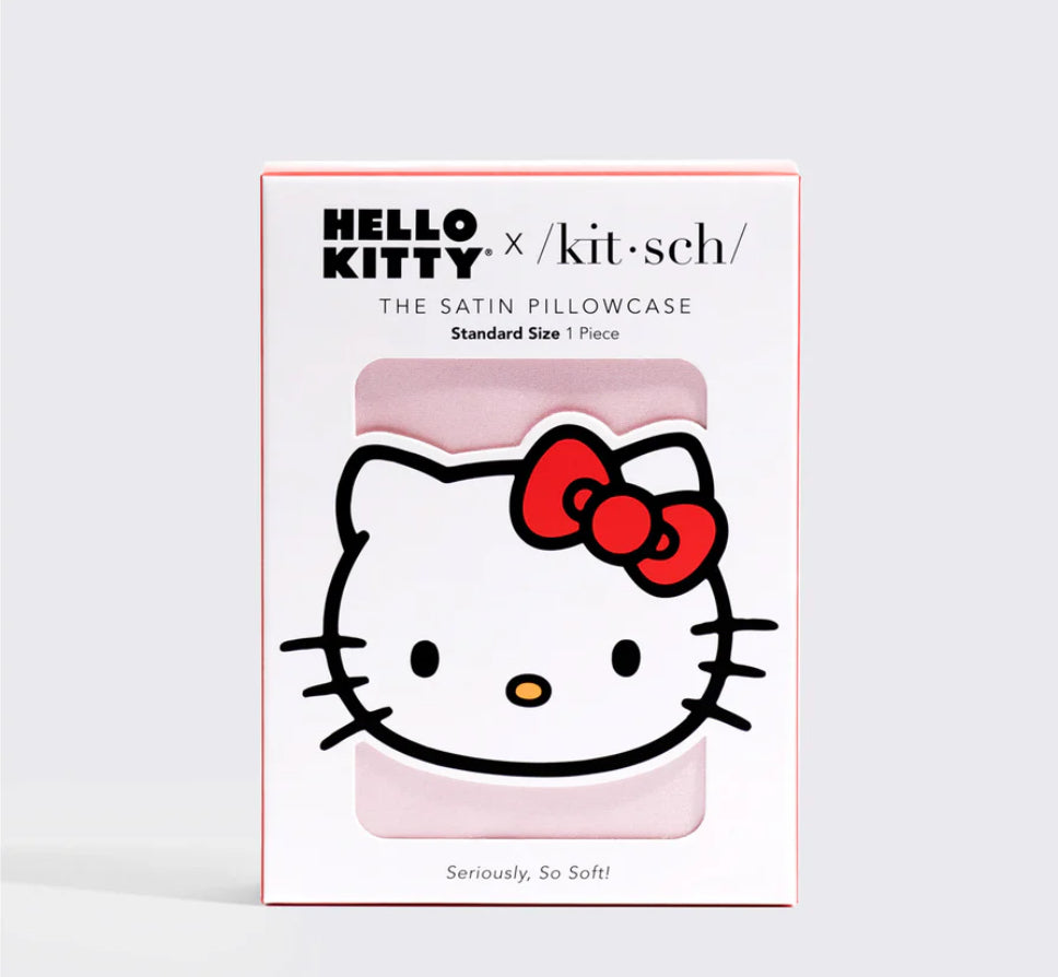 Kitsch x Hello Kitty Satin Pillowcase in Pink Hello Kitty Faces
