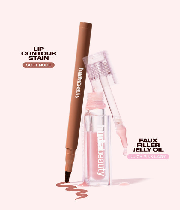 HUDA BEAUTY KISS ME LIP DUO SET – PINK NUDE