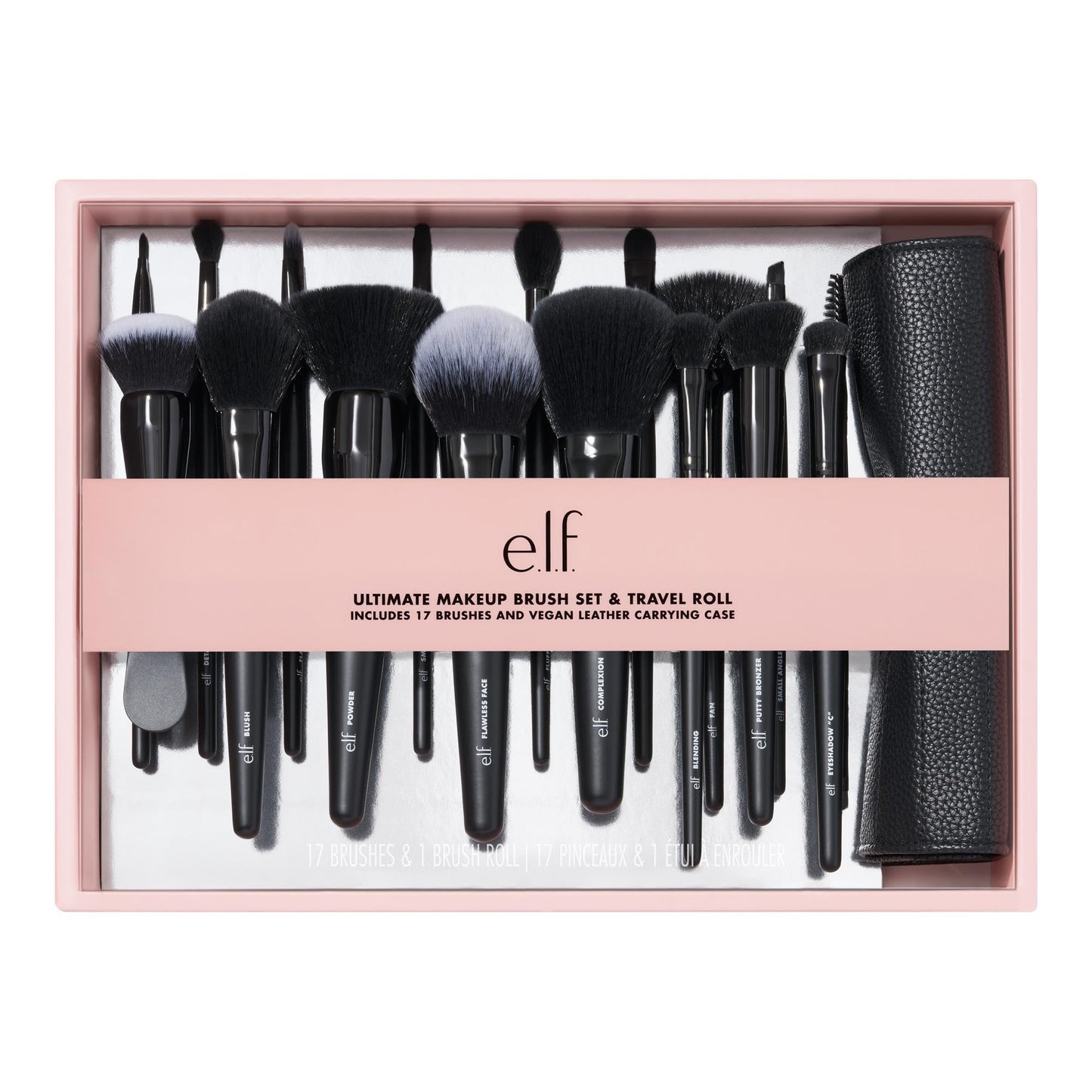 e.l.f 17-Piece Ultimate Makeup Brush Set & Travel Roll