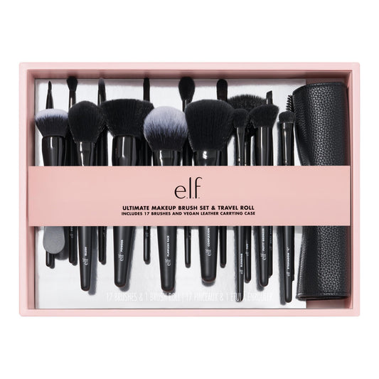 e.l.f 17-Piece Ultimate Makeup Brush Set & Travel Roll